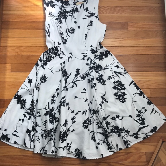 Grace Karin A line Flare Floral Dress B&W size Lar - Picture 3 of 7